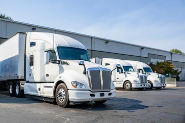 trucks docked in a building
